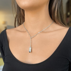 Polygon Lariat Locket - Silver